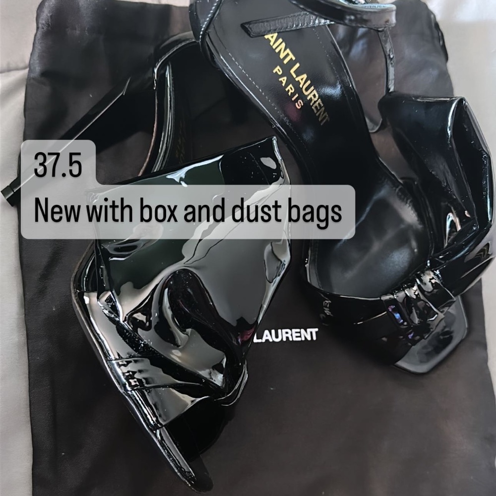 Saint Laurent High Hells Leather Up Vernis Chiffon Cambratura Nero